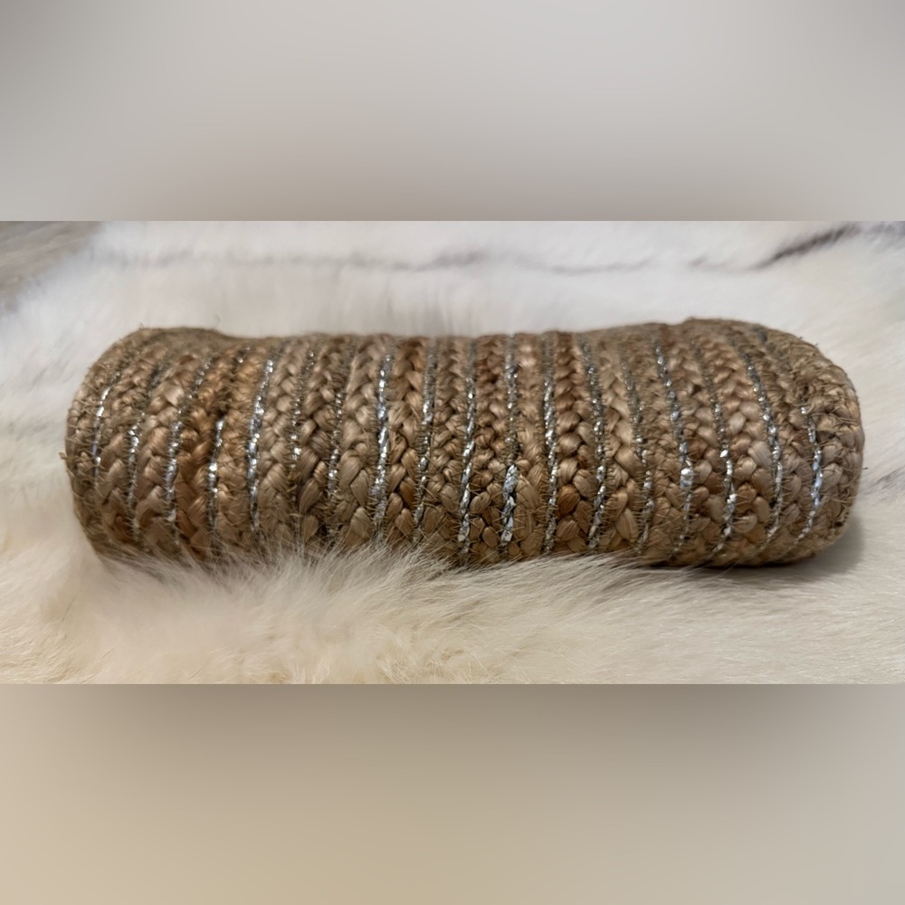 NEW Shiraleah Jute clutch Handbag with silver Rope - Picture 7 of 7
